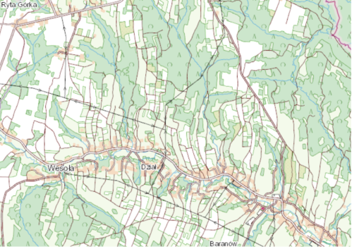 Mapa Wesołej, źródło: https://mapy.geoportal.gov.pl
